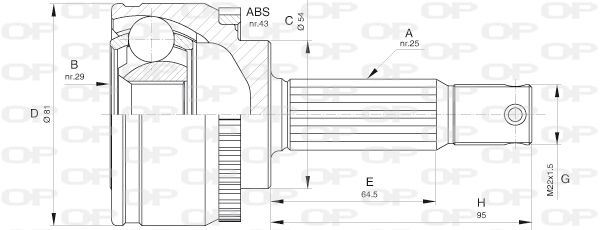 OPEN PARTS Šarnīru komplekts, Piedziņas vārpsta CVJ5607.10